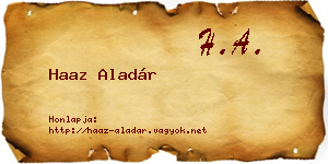 Haaz Aladár névjegykártya